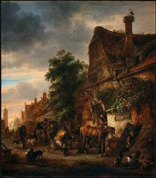 unknow artist European city landscape, street landsacpe, construction, frontstore, building and architecture. 333